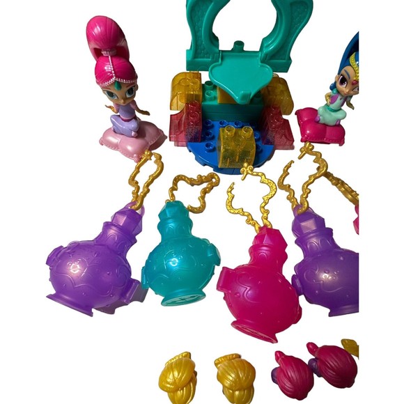 LOT Mega Bloks Shimmer & Shine Bedtime Building Set + 5 Teenie Genies + Bottles - Picture 4 of 16